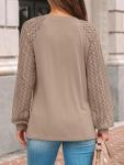 AUTOMET Women's Lace Long Sleeve Blouse - Khaki