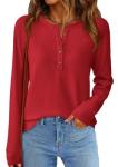 PRETTYGARDEN Women’s Long Sleeve Waffle Knit Top