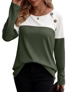 Zeagoo Women's Casual Color Block Long Sleeve Tunic