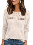 Womens Casual Lace Long Sleeve Tunic Top
