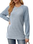 Saloogoe Women's Light Blue Long Sleeve Sweatshirt