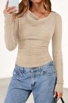 PRETTYGARDEN Women's Cowl Neck Ribbed Crop Top