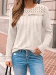 Womens Casual Lace Long Sleeve Tunic Top