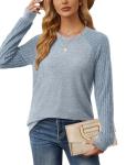 Saloogoe Women's Light Blue Long Sleeve Sweatshirt