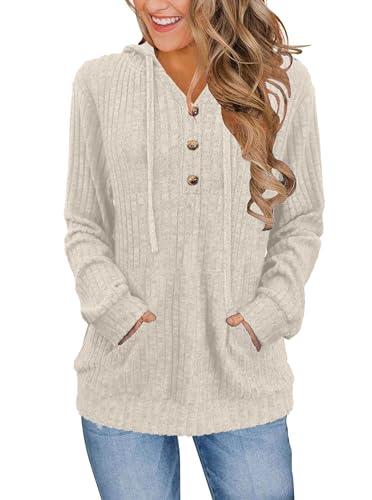 XMTOPYE Women's Long Sleeve Hoodie in Apricot