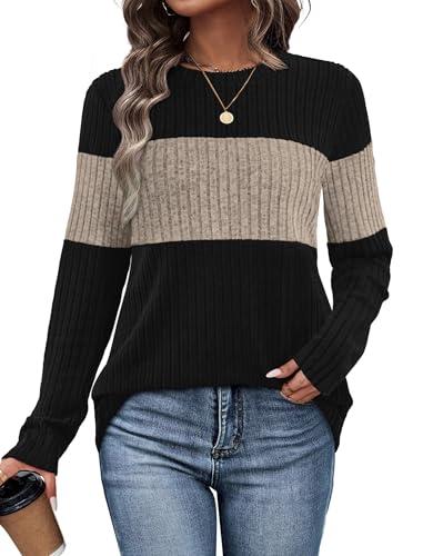 Color Block Long Sleeve Sweater for Women