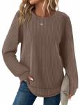 Plus Size Long Sleeve Waffle Knit Tops for Women