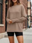 Trendy Oversized Long Sleeve Crewneck Tee for Women