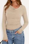 PRETTYGARDEN Women's Cowl Neck Ribbed Crop Top