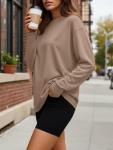 Trendy Oversized Long Sleeve Crewneck Tee for Women