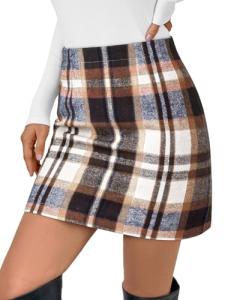 LILLUSORY Women's High Waist Plaid Mini Skirt