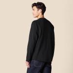Men's Black Long Sleeve Henley Shirt, Regular Fit