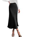 BTFBM Women’s Elegant High Waist Satin Midi Skirt