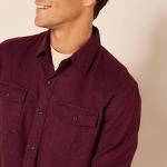 Men's Burgundy Flannel Shirt with Pockets