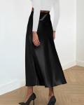 BTFBM Women’s Elegant High Waist Satin Midi Skirt