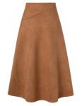 Kate Kasin Brown Suede High Waist Midi Skirt