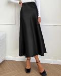 BTFBM Women’s Elegant High Waist Satin Midi Skirt