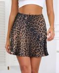 Leopard Print High Waist Satin Mini Skirt