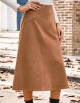 Kate Kasin Brown Suede High Waist Midi Skirt
