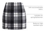 NIMIN Women's Brown Plaid High Waist Skirt