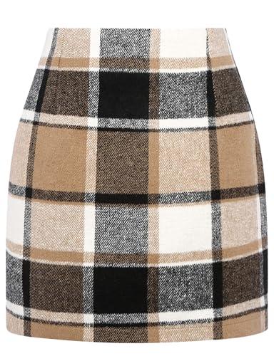 AURUZA High Waist Plaid Mini Skirt for Women