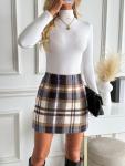 LILLUSORY Women's High Waist Plaid Mini Skirt