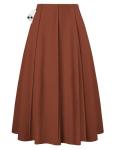 Kate Kasin Brown Pleated Midi Skirt with Pockets