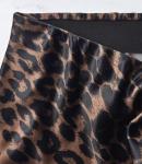 Leopard Print High Waist Satin Mini Skirt