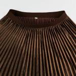 Brown Velvet High Waist Pleated Midi Skirt