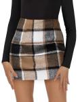 AURUZA High Waist Plaid Mini Skirt for Women