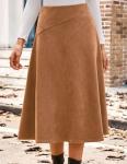 Kate Kasin Brown Suede High Waist Midi Skirt