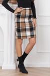 Chocolate Brown Midi Plaid Skirt for Women