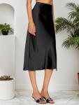 Amy Babe Women's Black Satin High Waist Midi Skirt