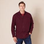 Men's Burgundy Flannel Shirt with Pockets