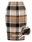 Chocolate Brown Midi Plaid Skirt for Women