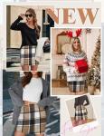 AURUZA High Waist Plaid Mini Skirt for Women