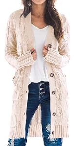 PRETTYGARDEN Women's Chunky Cable Knit Cardigan