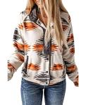 Aztec Print Fleece Jacket with Pockets for Women