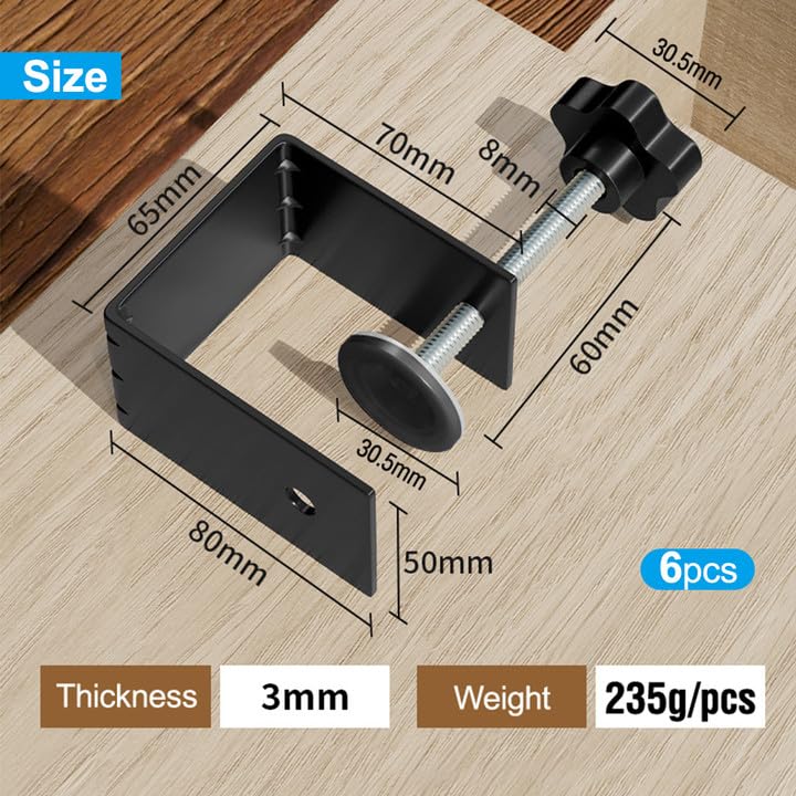 6-Piece C Clamps for Woodworking, Drawer & Cabinet Installation