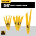 DEWALT Reciprocating Saw Blades, 10 Piece Combination Set, Various Sizes (DW4898)