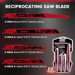 LOZAGU 10-Piece Reciprocating Saw Blades Set, 6 to 9 Inch Metal/Woodcutting Saw Blades, Pruner Saw Blades