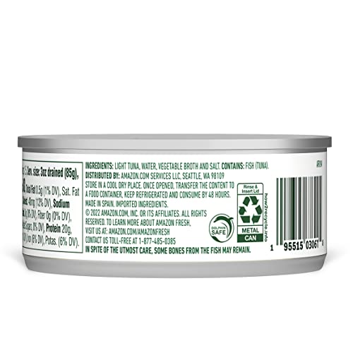 Amazon Fresh Light Tuna Chunks in Water, 5 oz