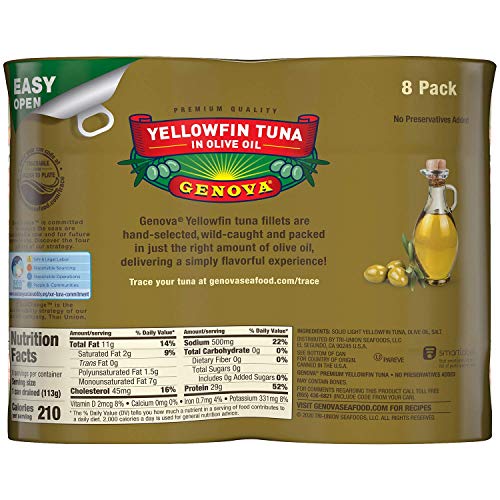 Yellowfin Tuna in Olive Oil, 5 oz Can 8-Pack