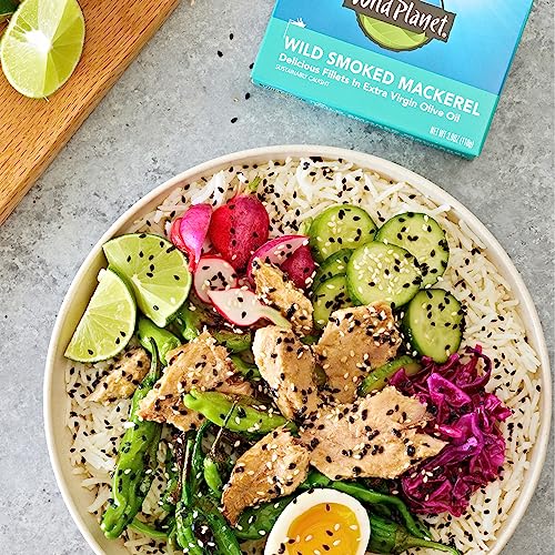 Wild Smoked Mackerel Fillets in Olive Oil (3.9oz, Pack of 12)