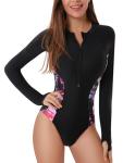 Women's Long Sleeve UV Protection Surf Suit Black