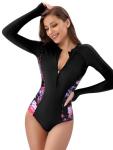 Women's Long Sleeve UV Protection Surf Suit Black