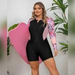 Plus Size Long Sleeve Zip Up Swimsuit