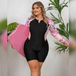 Plus Size Long Sleeve Zip Up Swimsuit