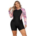 Plus Size Long Sleeve Zip Up Swimsuit