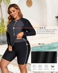Plus Size Women's Long Sleeve Rash Guard Set